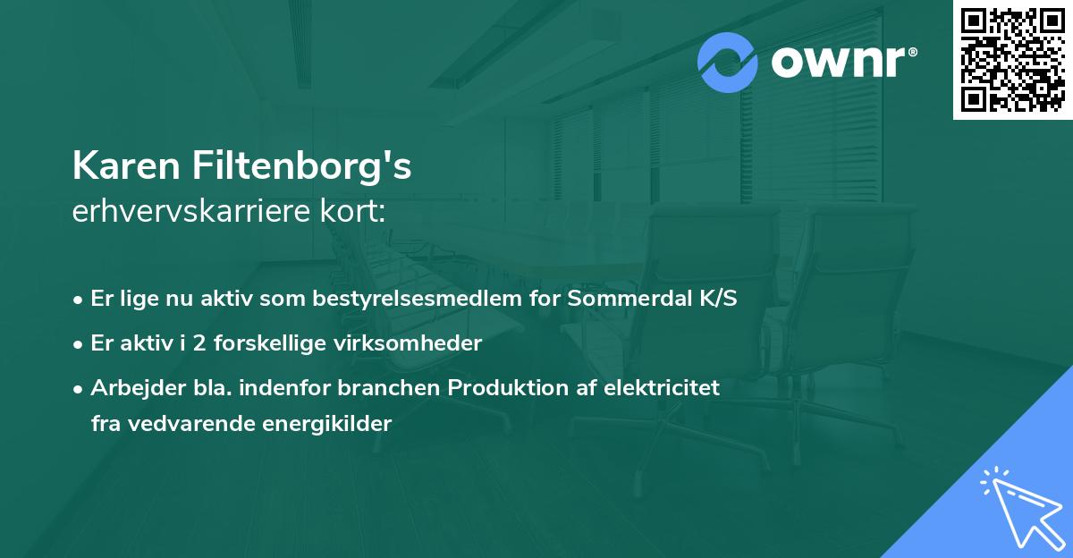 Karen Filtenborg's erhvervskarriere kort