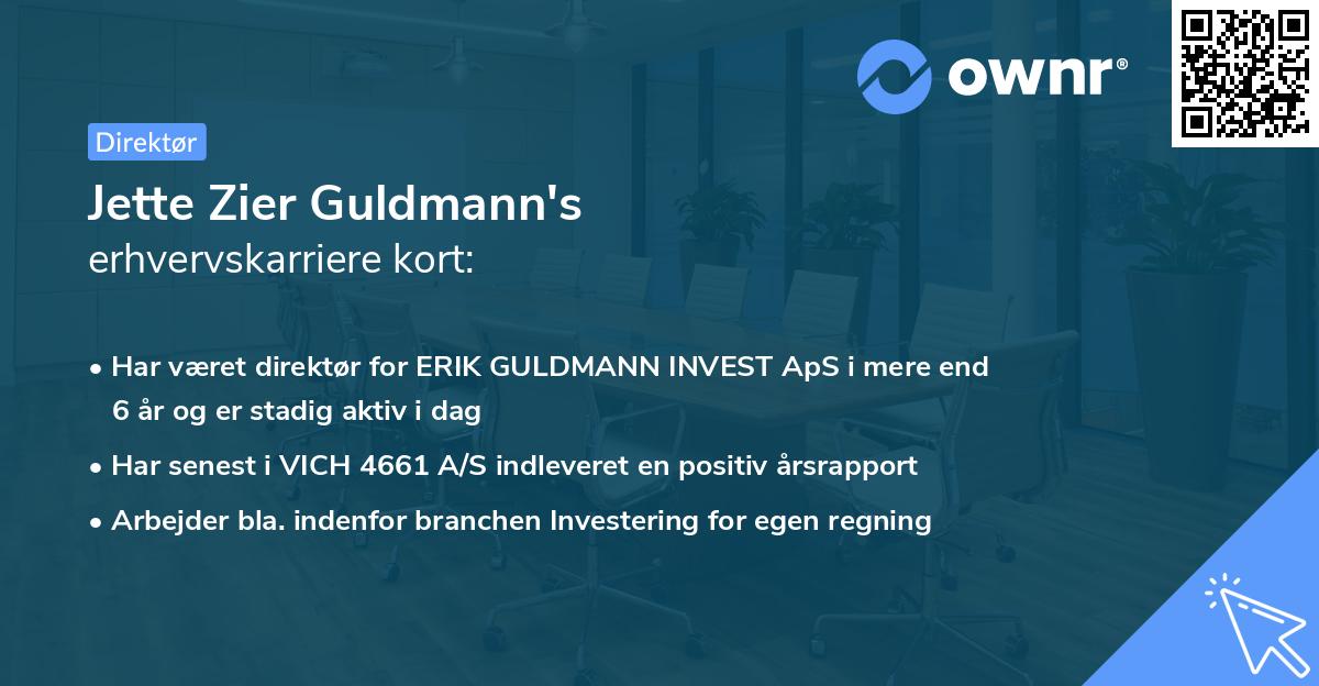 Jette Zier Guldmann's erhvervskarriere kort