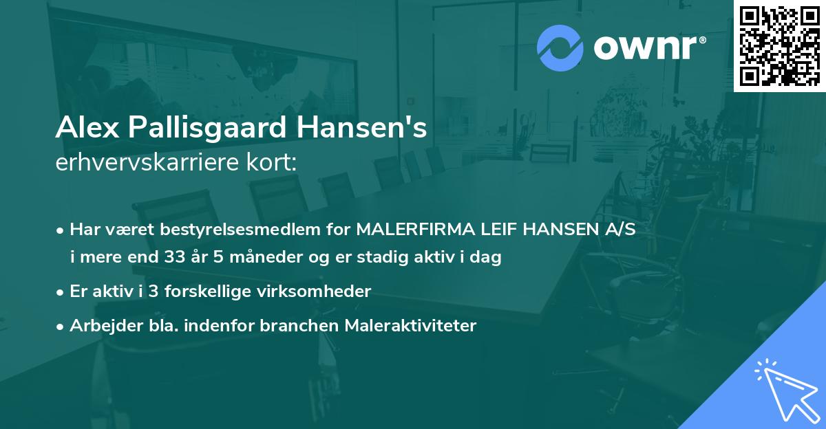 Alex Pallisgaard Hansen's erhvervskarriere kort