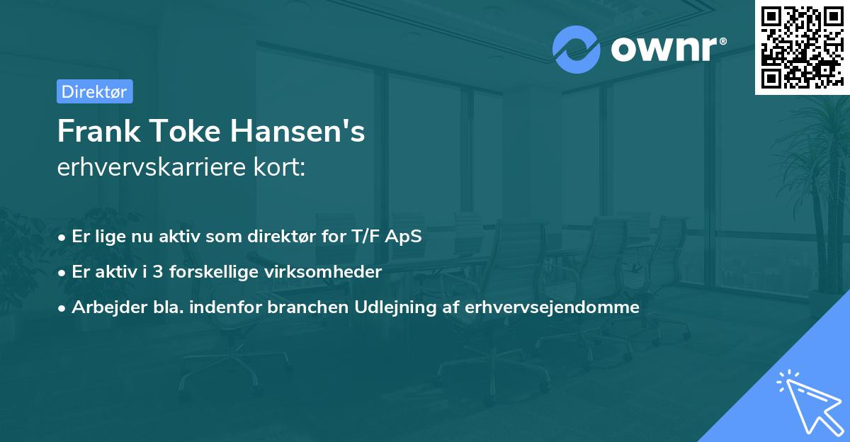 Frank Toke Hansen's erhvervskarriere kort