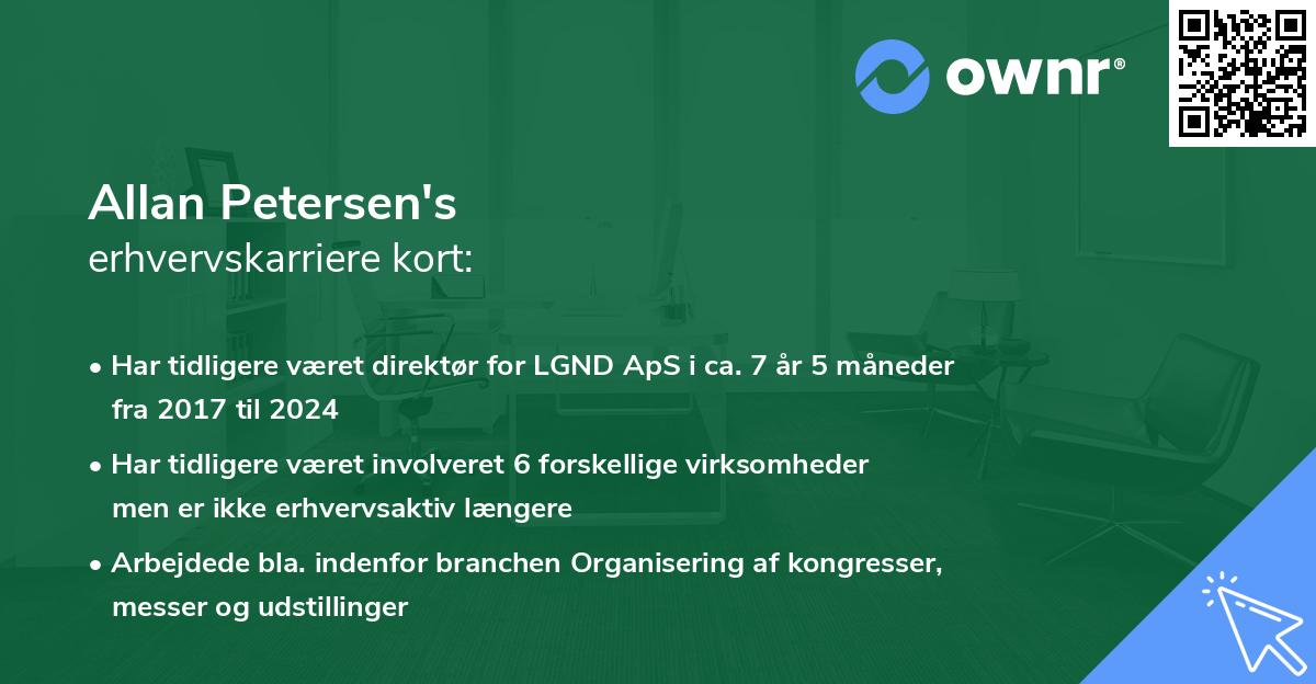 Allan Petersen's erhvervskarriere kort