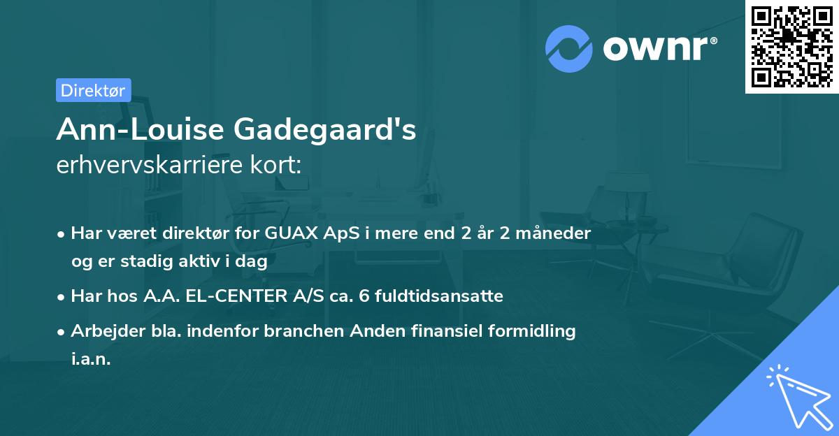 Ann-Louise Gadegaard's erhvervskarriere kort