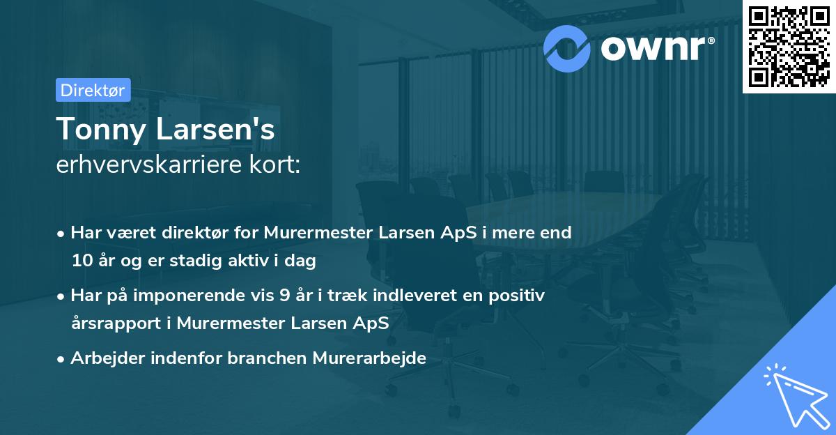 Tonny Larsen's erhvervskarriere kort