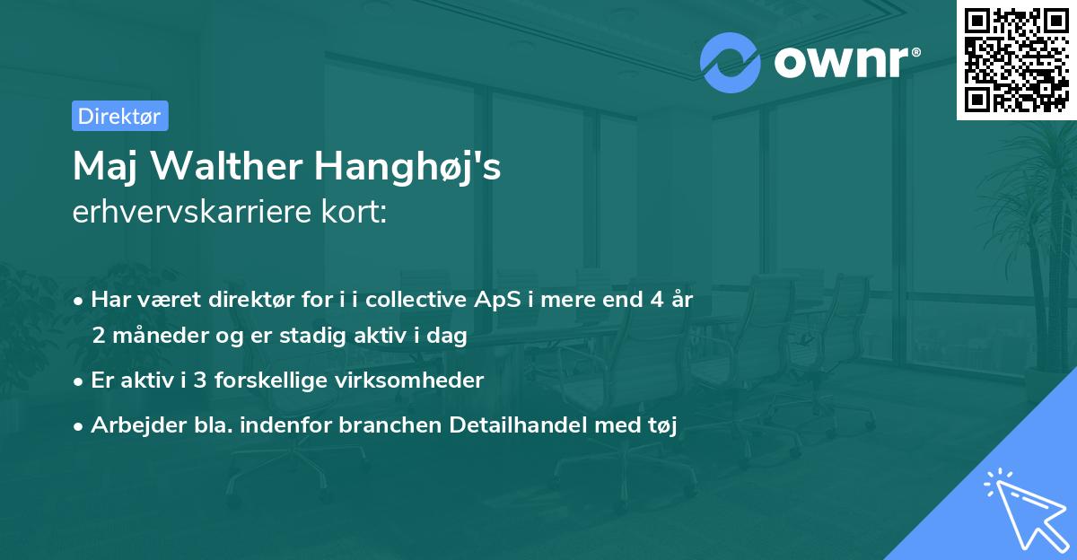 Maj Walther Hanghøj's erhvervskarriere kort