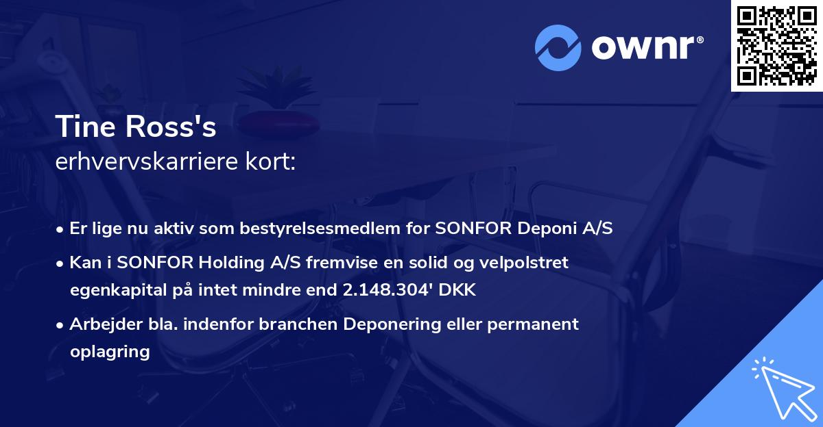 Tine Ross's erhvervskarriere kort