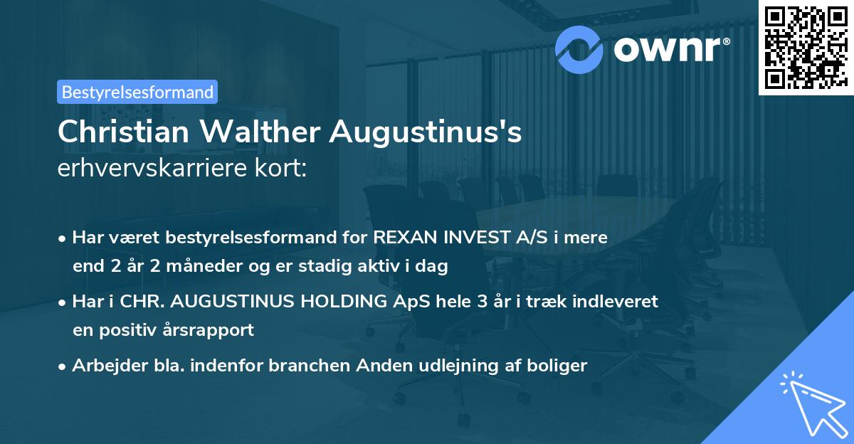 Christian Walther Augustinus's erhvervskarriere kort