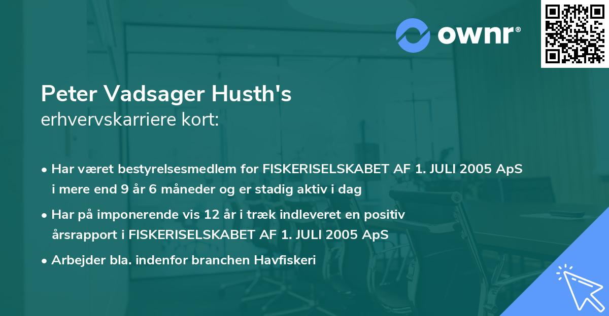 Peter Vadsager Husth's erhvervskarriere kort