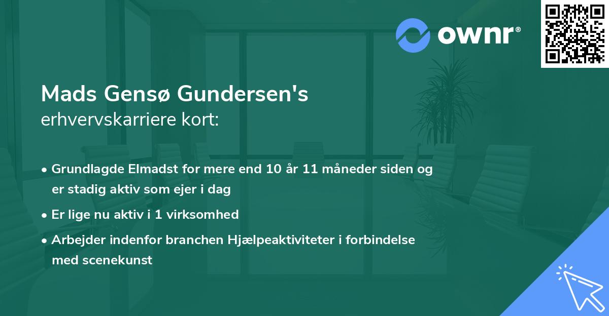 Mads Gensø Gundersen's erhvervskarriere kort