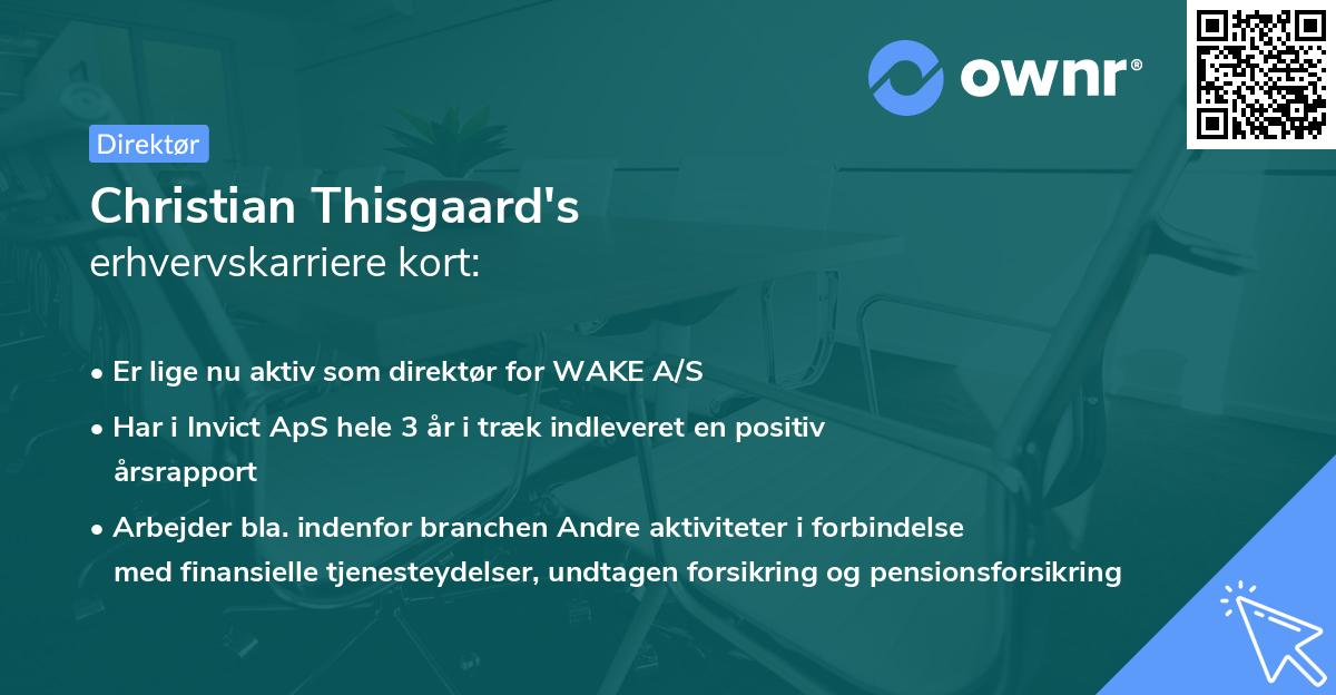 Christian Thisgaard's erhvervskarriere kort