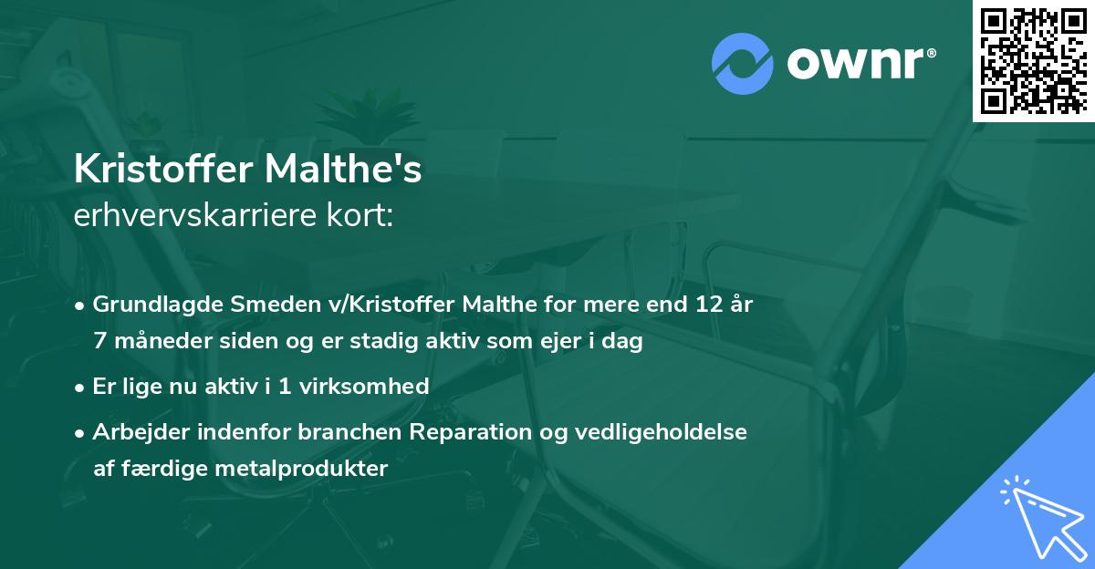 Kristoffer Malthe's erhvervskarriere kort