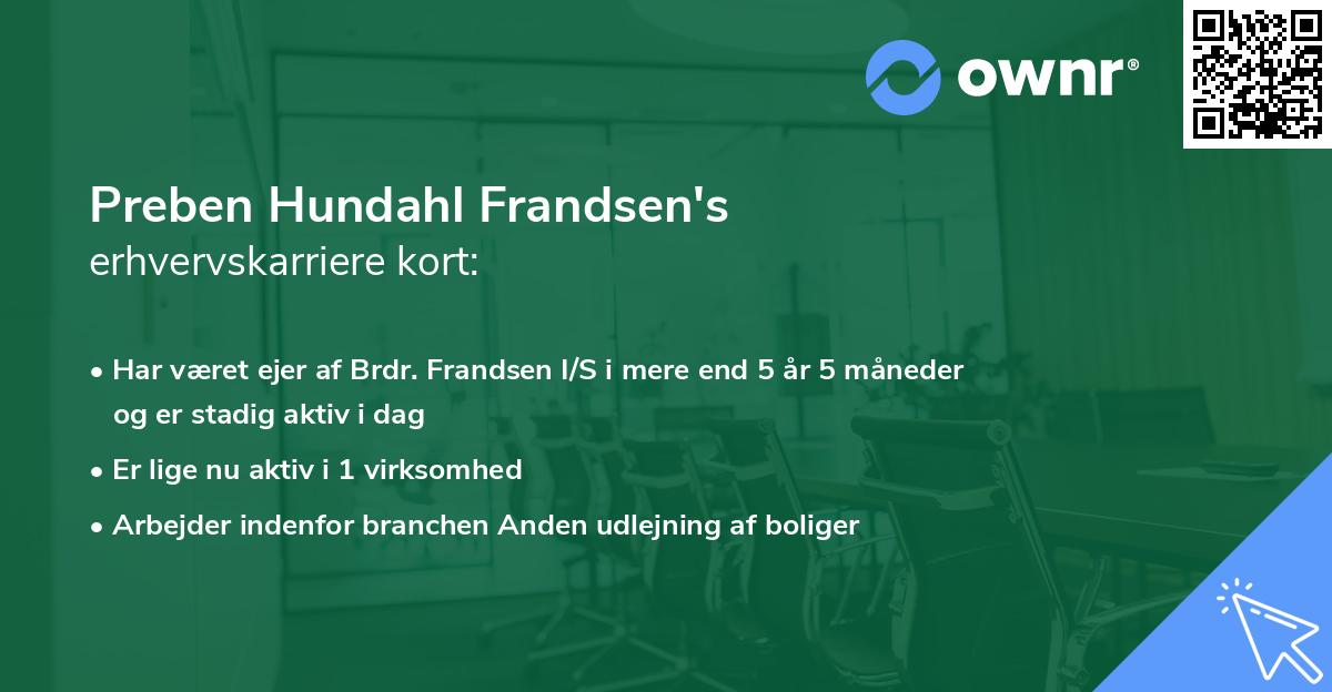 Preben Hundahl Frandsen's erhvervskarriere kort