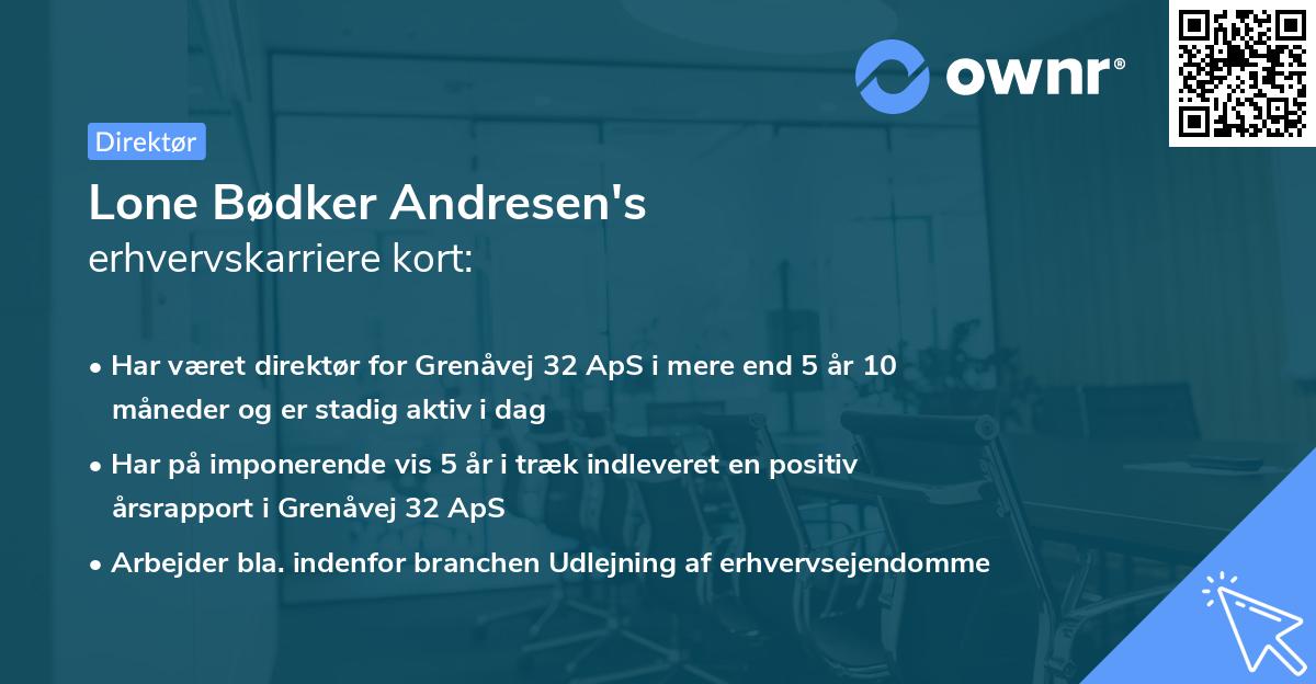 Lone Bødker Andresen's erhvervskarriere kort