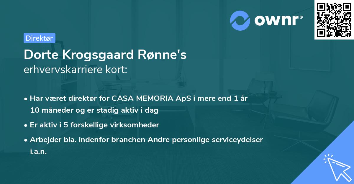 Dorte Krogsgaard Rønne's erhvervskarriere kort