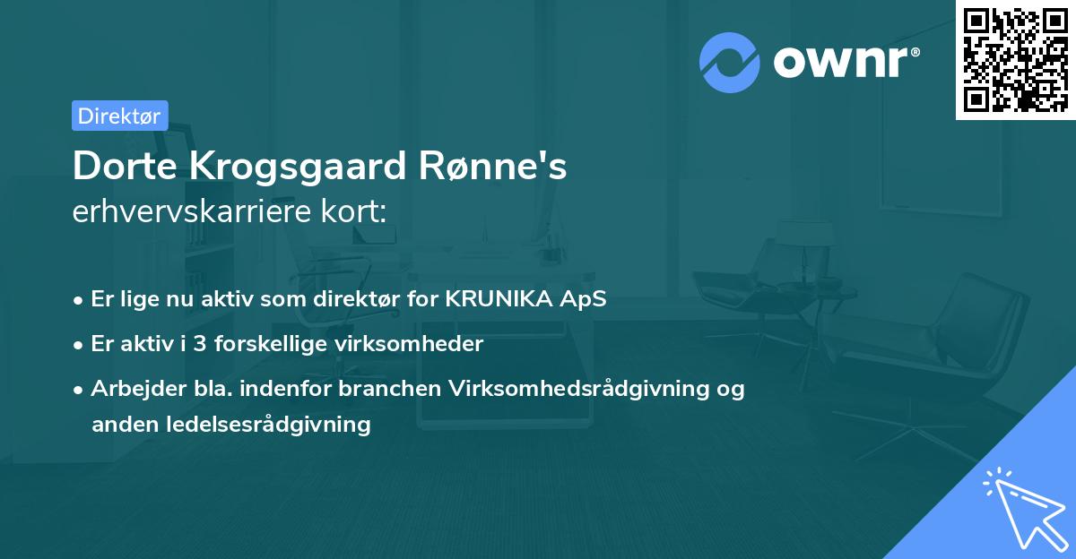 Dorte Krogsgaard Rønne's erhvervskarriere kort