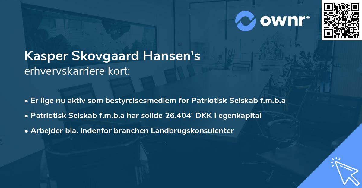 Kasper Skovgaard Hansen's erhvervskarriere kort