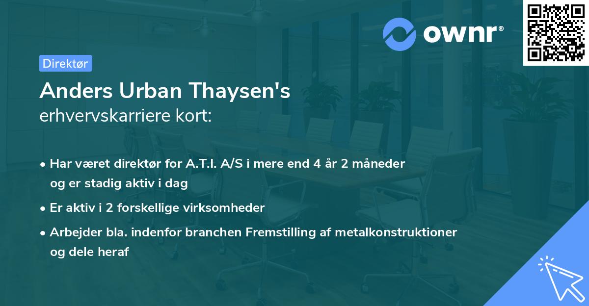 Anders Urban Thaysen's erhvervskarriere kort
