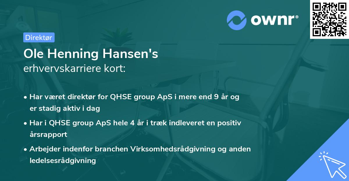 Ole Henning Hansen's erhvervskarriere kort
