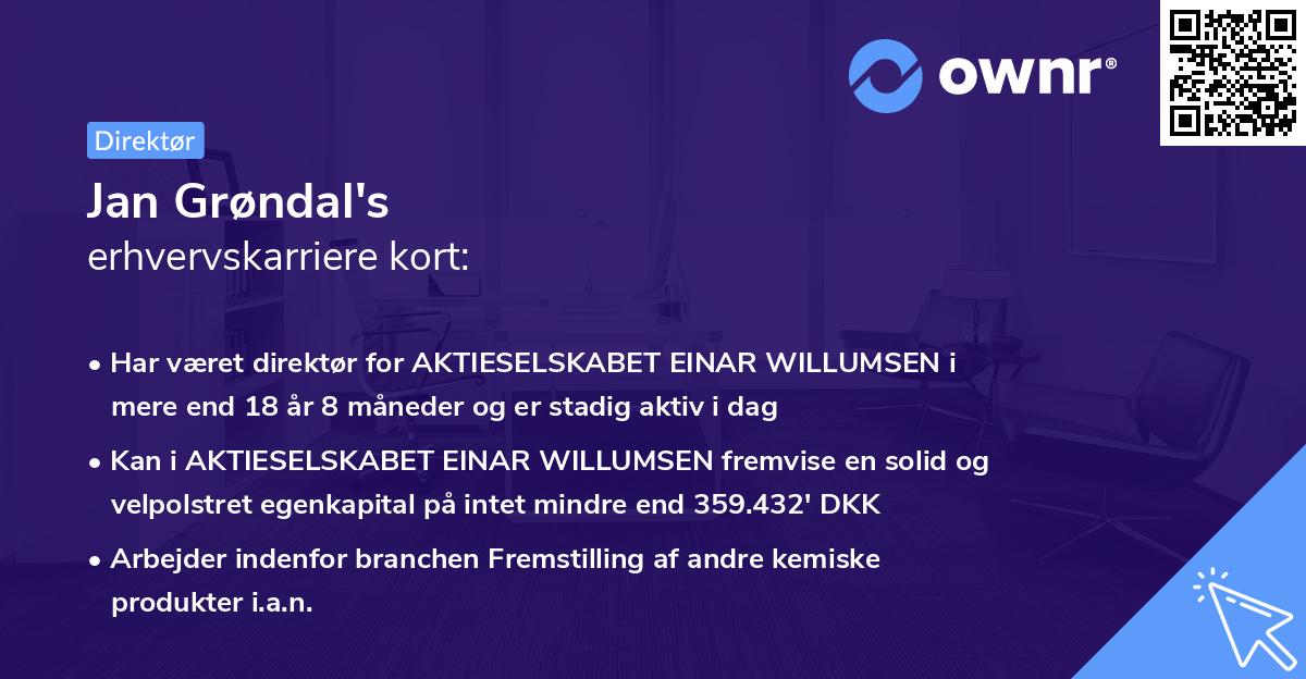 Jan Grøndal's erhvervskarriere kort