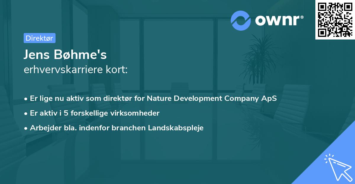 Jens Bøhme's erhvervskarriere kort
