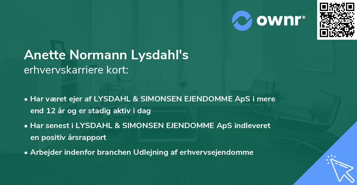 Anette Normann Lysdahl's erhvervskarriere kort