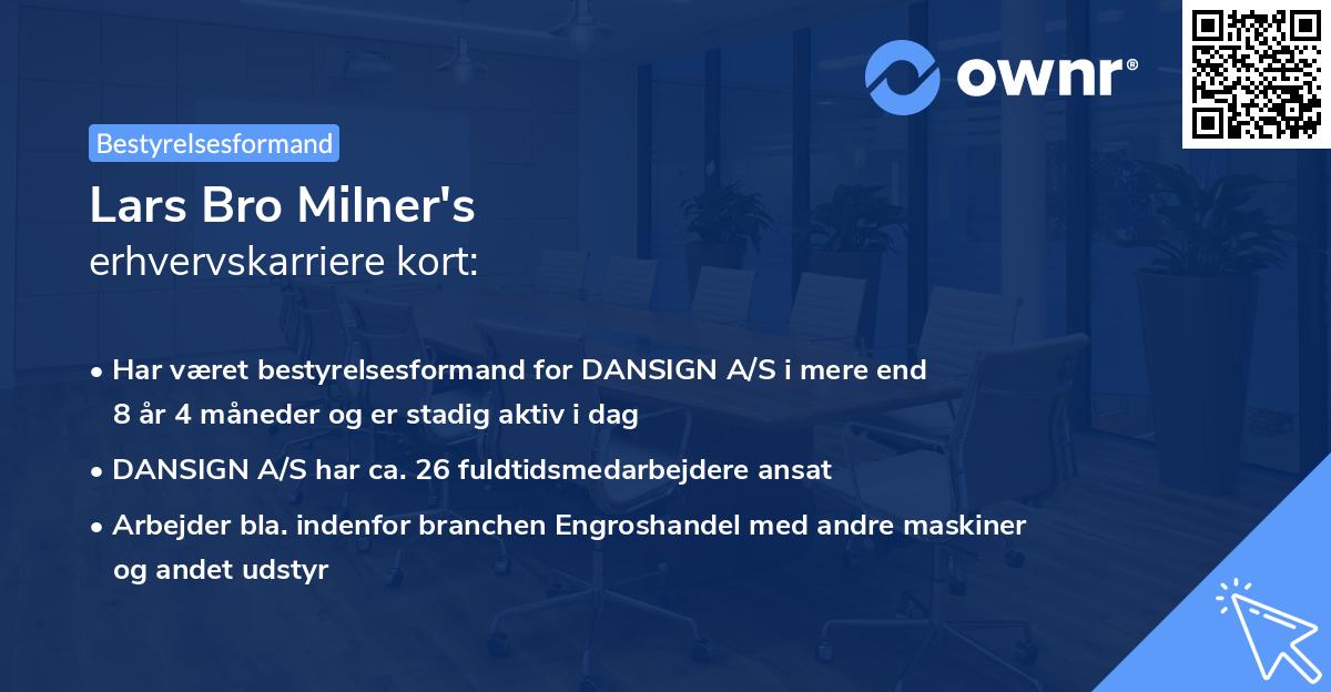 Lars Bro Milner's erhvervskarriere kort