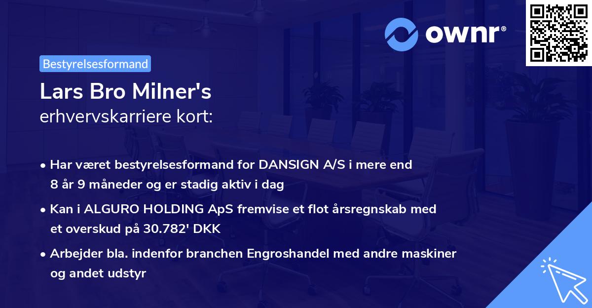Lars Bro Milner's erhvervskarriere kort