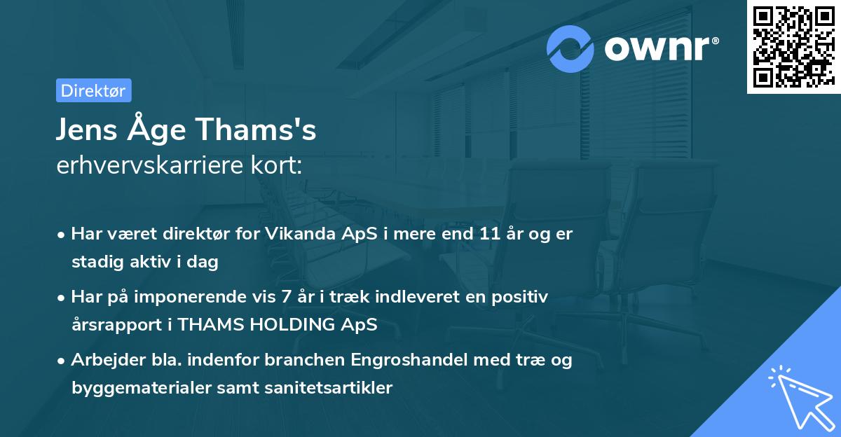 Jens Åge Thams's erhvervskarriere kort