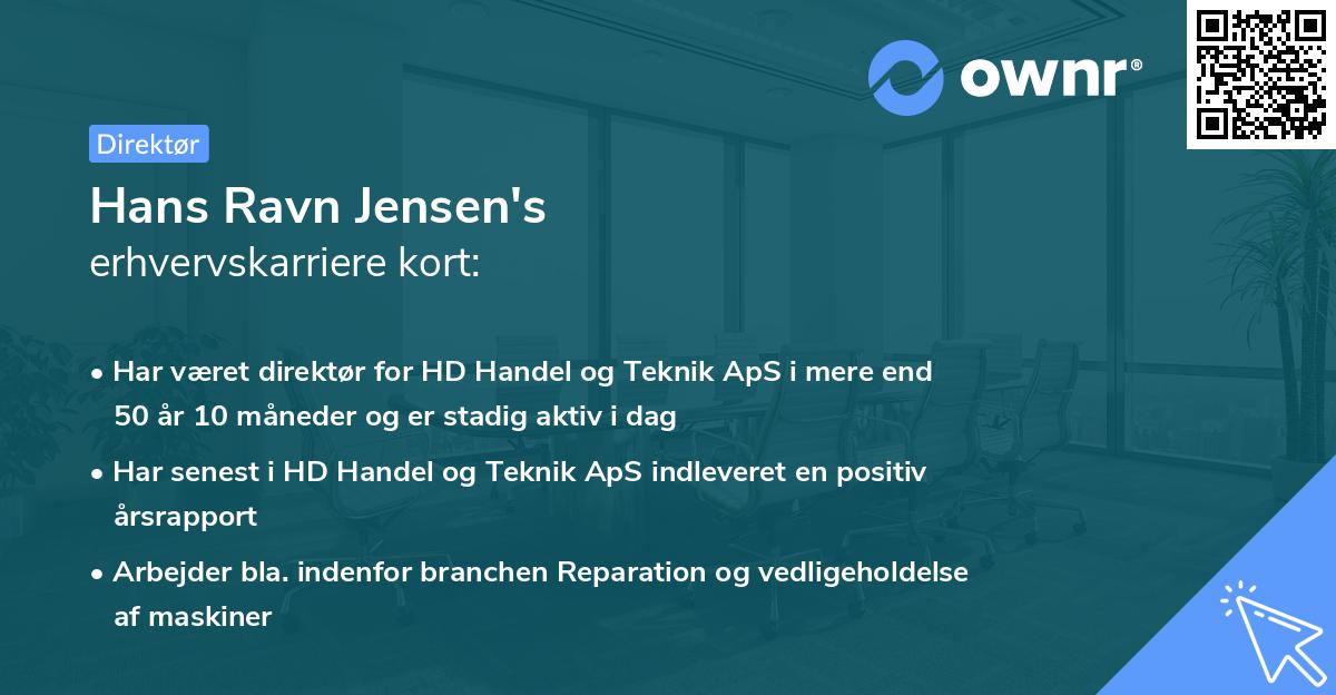 Hans Ravn Jensen's erhvervskarriere kort