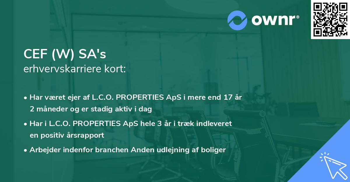 CEF (W) SA's erhvervskarriere kort