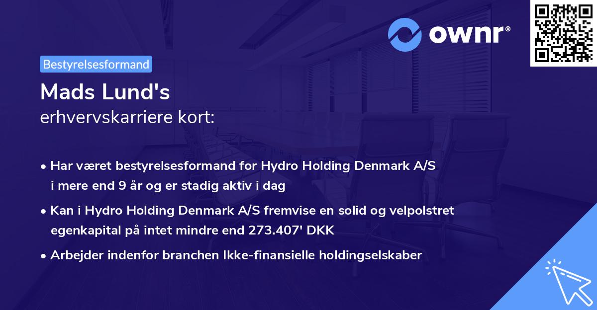 Mads Lund's erhvervskarriere kort