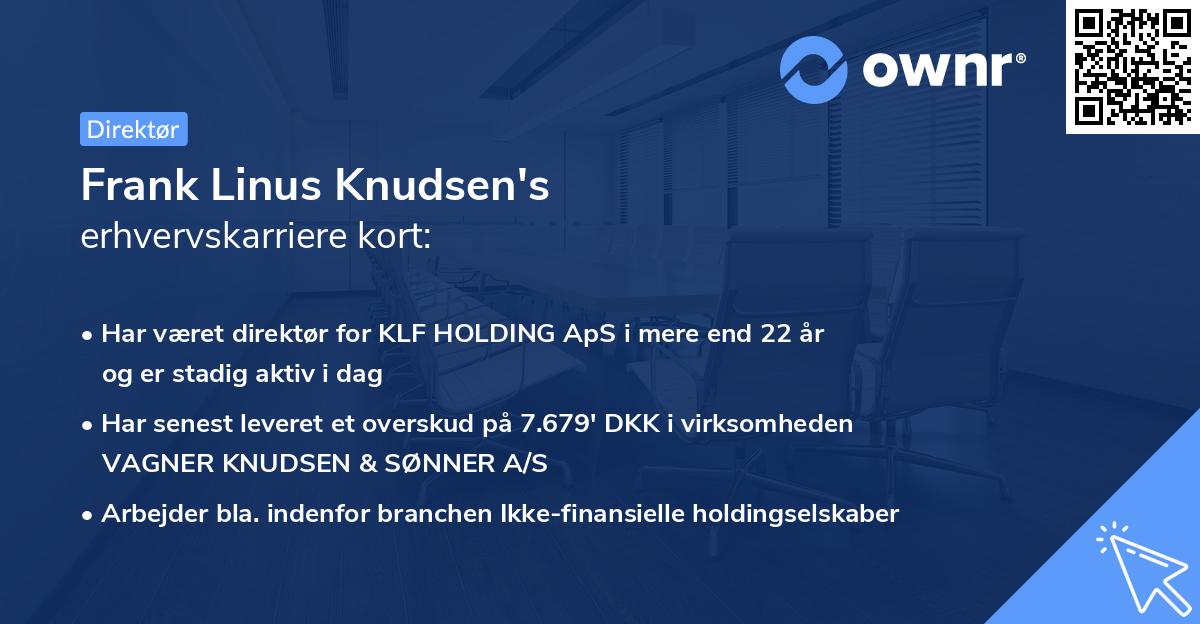 Frank Linus Knudsen's erhvervskarriere kort