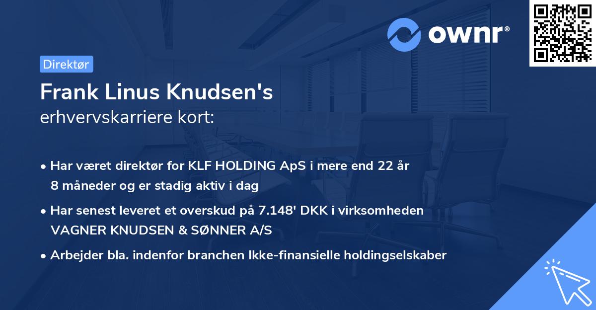 Frank Linus Knudsen's erhvervskarriere kort