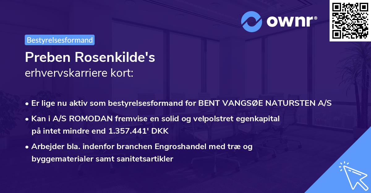 Preben Rosenkilde's erhvervskarriere kort