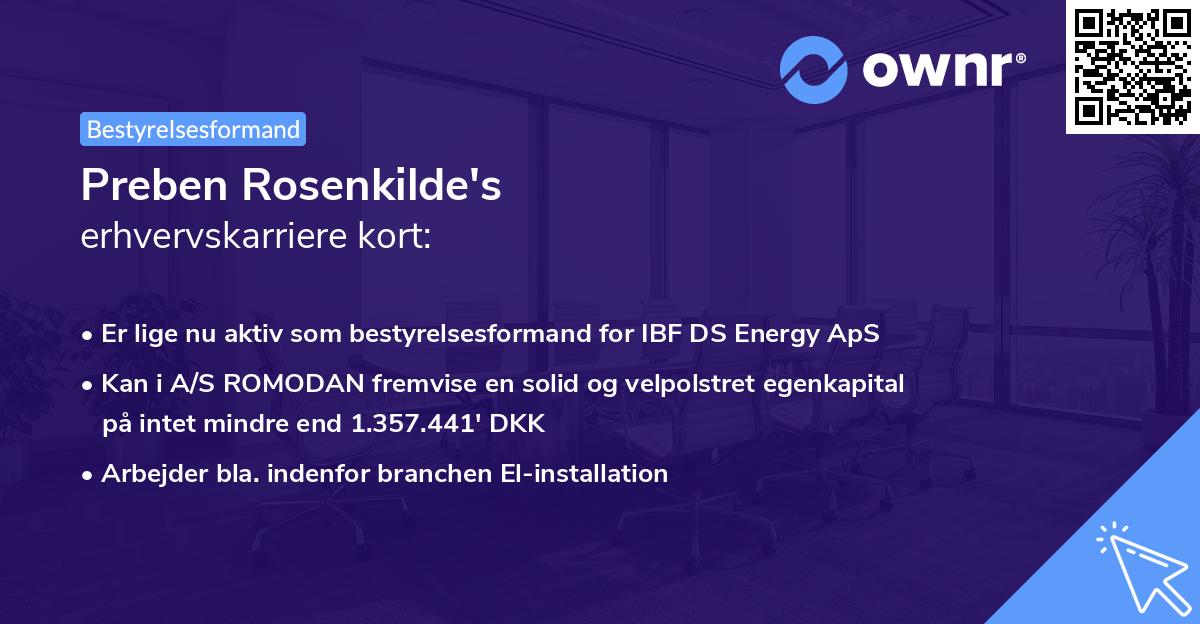 Preben Rosenkilde's erhvervskarriere kort