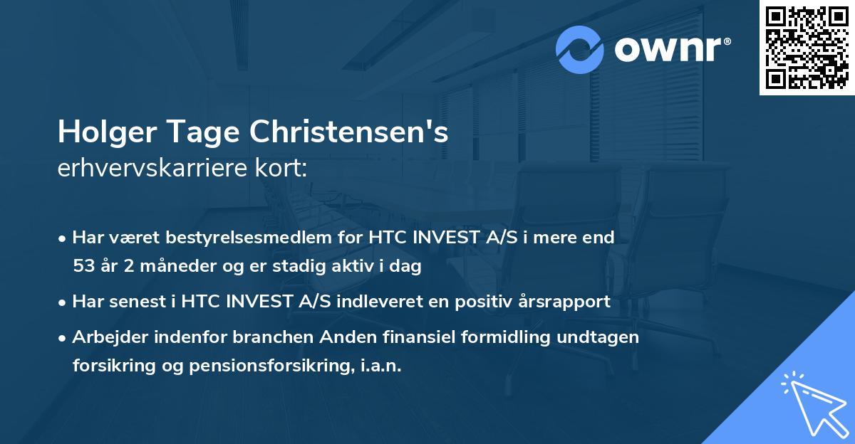 Holger Tage Christensen's erhvervskarriere kort