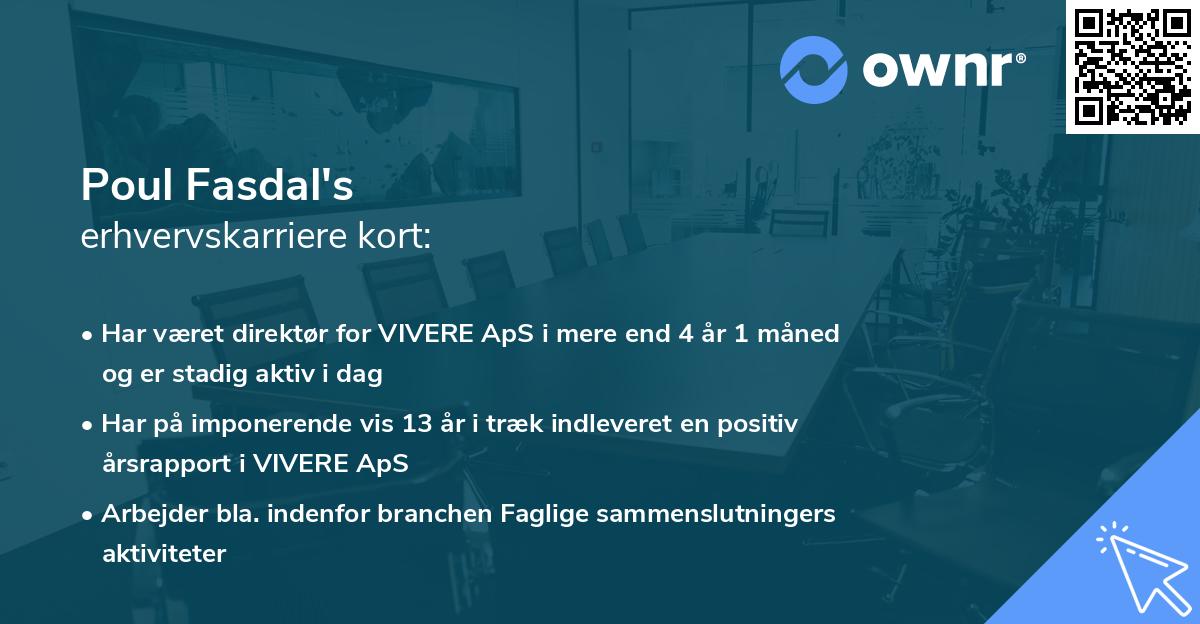 Poul Fasdal's erhvervskarriere kort