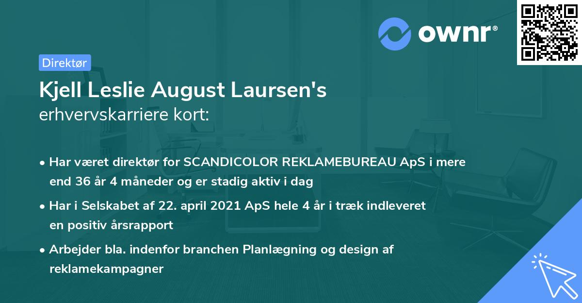 Kjell Leslie August Laursen's erhvervskarriere kort