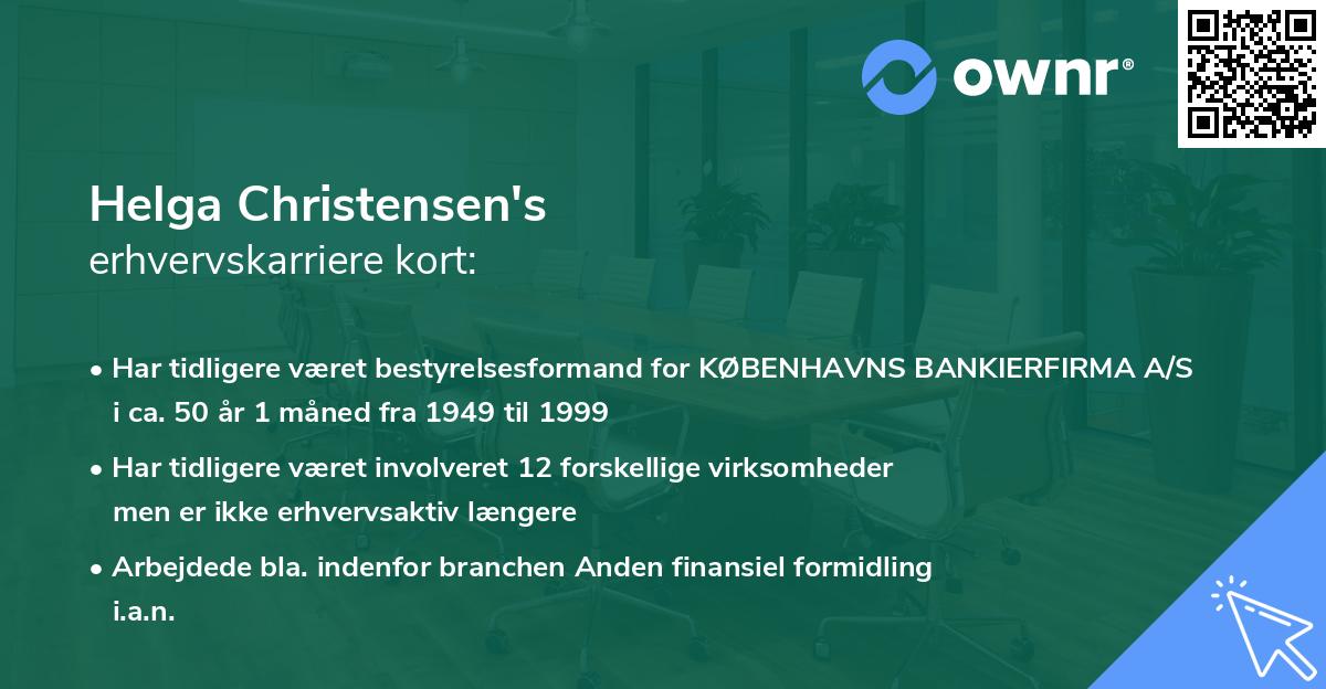 Helga Christensen's erhvervskarriere kort