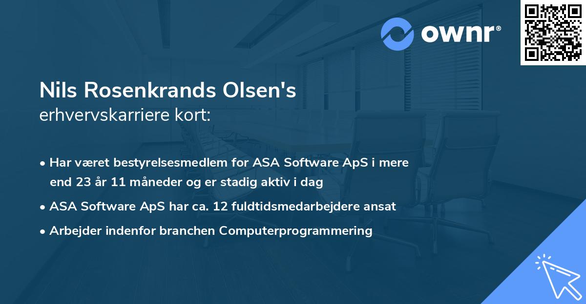 Nils Rosenkrands Olsen's erhvervskarriere kort