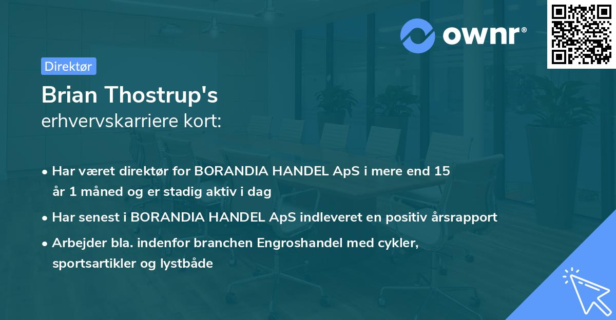 Brian Thostrup's erhvervskarriere kort
