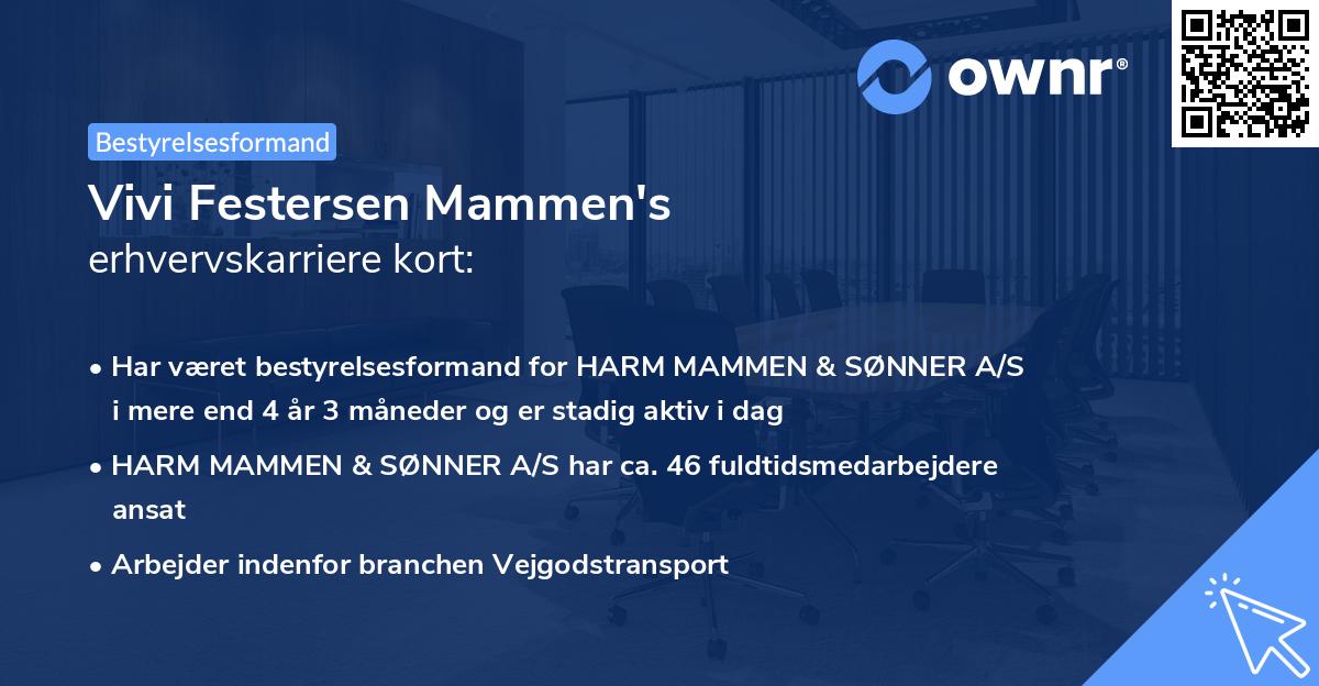 Vivi Festersen Mammen's erhvervskarriere kort