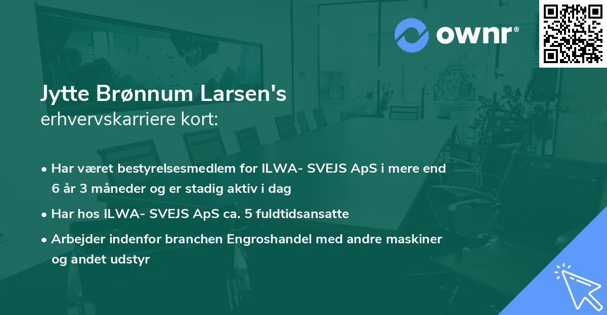 Jytte Brønnum Larsen's erhvervskarriere kort