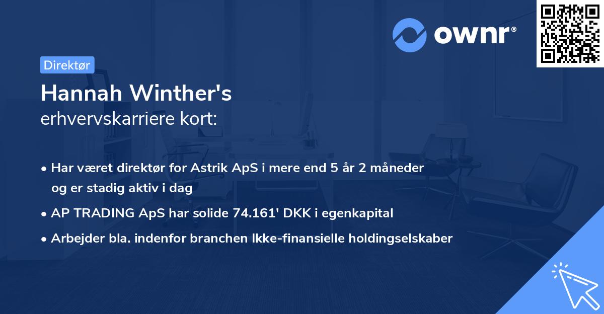 Hannah Winther's erhvervskarriere kort
