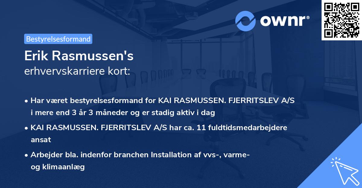 Erik Rasmussen's erhvervskarriere kort