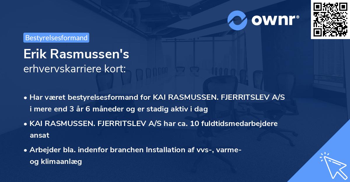 Erik Rasmussen's erhvervskarriere kort
