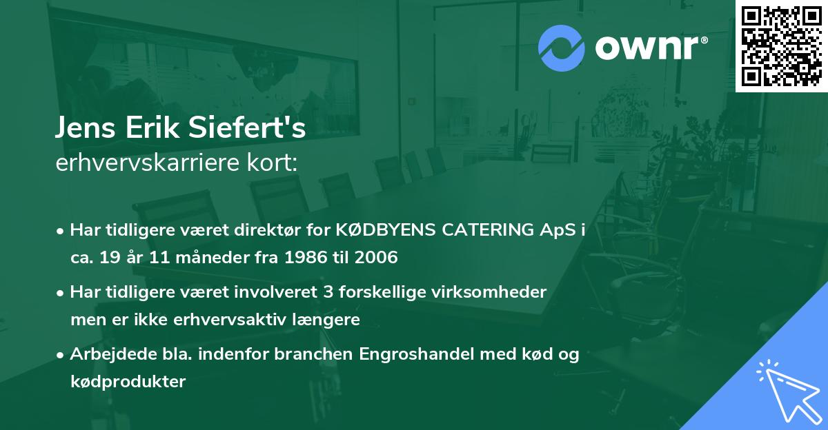 Jens Erik Siefert's erhvervskarriere kort