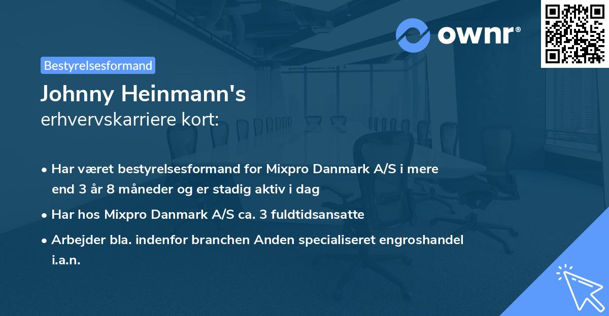 Johnny Heinmann's erhvervskarriere kort