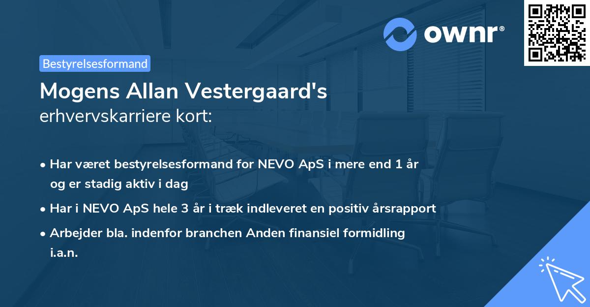 Mogens Allan Vestergaard's erhvervskarriere kort