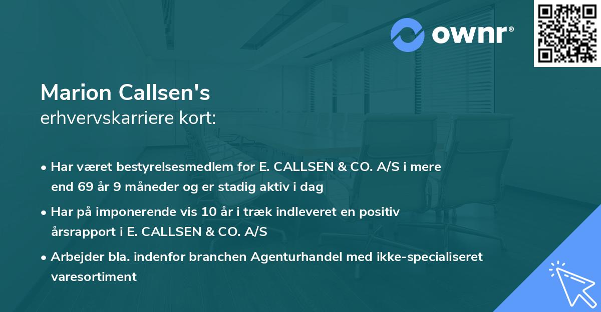 Marion Callsen's erhvervskarriere kort