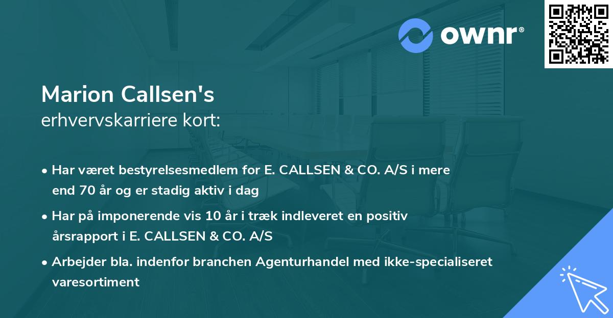 Marion Callsen's erhvervskarriere kort